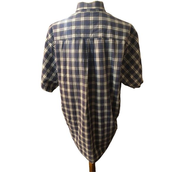 Cinch blue and white shirt sleeve cotton plaid button up shirt - Picture 5 of 11
